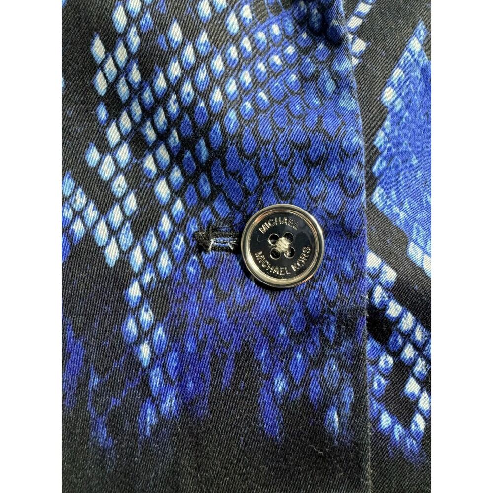 MICHAEL Michael Kors Blazer Womens 6 Black Blue Reptile Animal Print 3/4 Sleeve - Picture 5 of 10